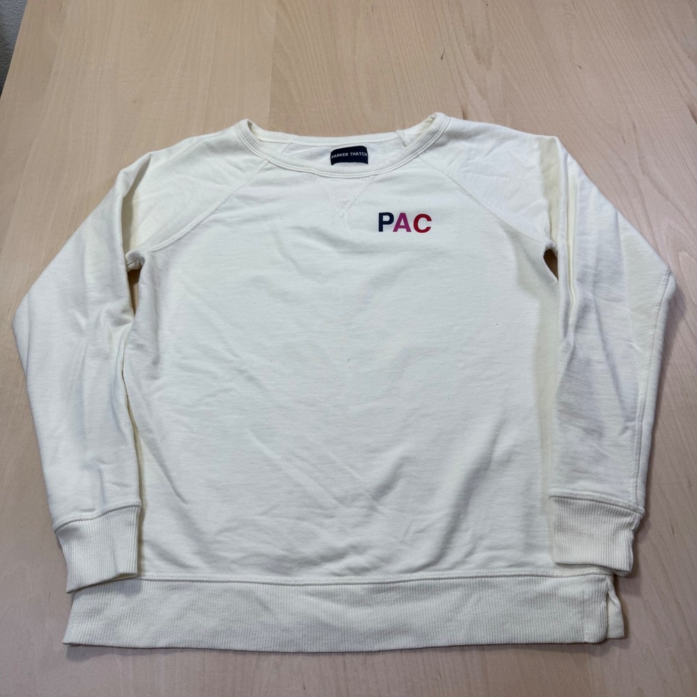 Parker Thatch Cream PAC Logo Sweatshirt Womens Casual‎ Pullover Top